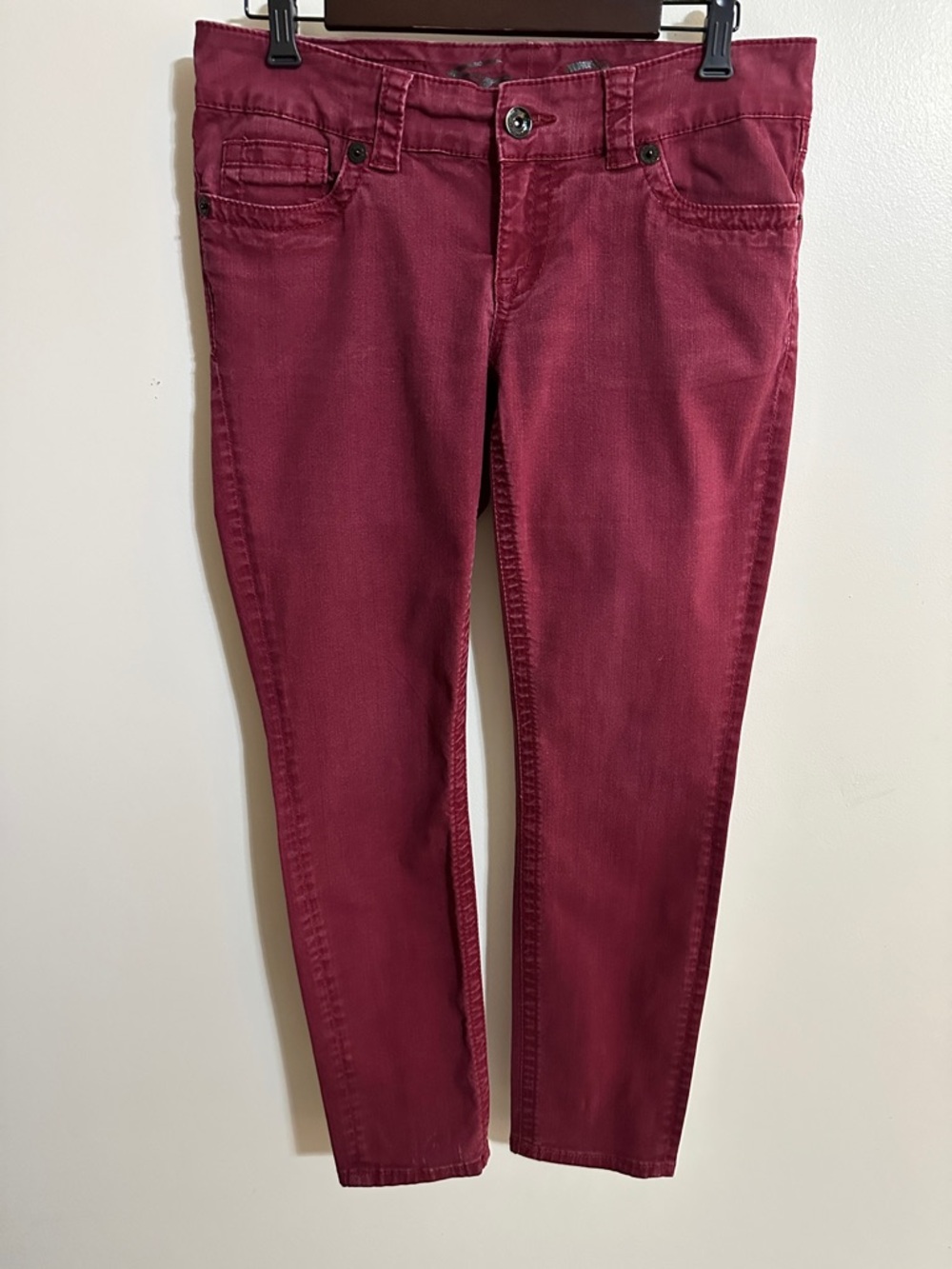 Seven7 Burgundy Low-Rise Skinny Jeans